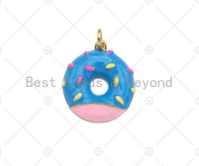 Load image into Gallery viewer, Gold Filled Colorful Enamel Doughnut Shape Pendant,18K Gold Filled Pink/Blue/Brown Enamel Charm,18x20mm,Sku#L571