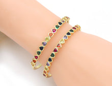 Load image into Gallery viewer, Rainbow CZ Heart Bracelet,Sku#LD364