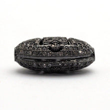 Load image into Gallery viewer, CZ Micro Pave Oval Spacer Beads with Flower Pattern, Clear/Black CZ Pave Beads for Bracelet/Necklace, Cubic Zirconia Beads,12x18mm, sku#G413