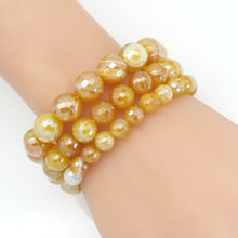 Load image into Gallery viewer, Mystic Yellow Banded Agate Round Faceted Stretchy Bracelet,
