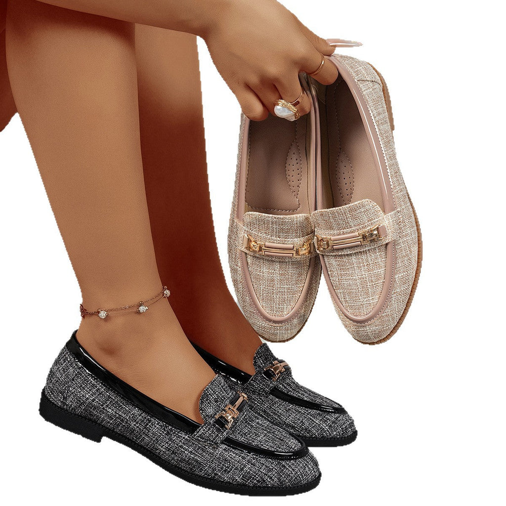 Stitched Flat Loafers – Slip-On Round Toe