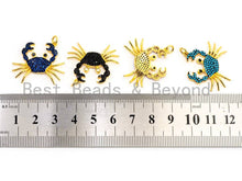 Load image into Gallery viewer, CRAB Inspired Charm, CZ Micro Pave Fuchsia/Black/Turquoise/Cobalt/Blue Crab Pendant, Cubic Zirconia Pendant,Gold Plated,23x28x3mm,SKU#F449