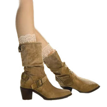 Load image into Gallery viewer, Retro Mid-Calf Chunky Heel Pointed Toe Boots for Women | Stacked Heel Slip-On Fashion Boots