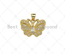 Load image into Gallery viewer, CZ Micro Pave Butterfly Shape Pendant,Cubic Zirconia Charm, Necklace Bracelet Charm Pendant, 21x15mm, Sku#JL28