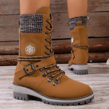 Load image into Gallery viewer, Women's Lace-Up Ankle Combat Boots – PU Leather Low Heel Military Style