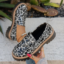 Load image into Gallery viewer, Women's Leopard Print Loafers - Chunky Heel Patent Leather Slip-On Shoes