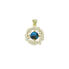 Load image into Gallery viewer, Blue Planet Stone Gold Round Garland Charm Pendant, Sku#LD680