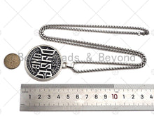 Load image into Gallery viewer, Men's Engraved Disc Pendant Stainless Steel Necklacesku#L342