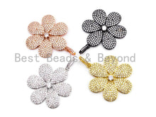 Load image into Gallery viewer, CZ Clear Micro Pave Flower Pendant, Flower Shaped Pave Pendant, Gold/Rose Gold/Silver/Gunmetal plated, 28x33mm, Sku#F409