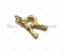 Load image into Gallery viewer, Gold Bamboo Initial Charm, Alphabet Name Letter Charm,sku#L277C