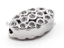 Load image into Gallery viewer, CZ Micro Pave Oval Beads with Clear Crystal for Bracelet/Necklace, Cubic Zirconia Spacer Beads, CZ Pave Charms, 7x13x5mm,sku#G280