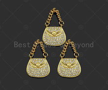 Load image into Gallery viewer, Gold Filled CZ Micro Pave Fashion Bag Shape Pendant,18k Gold Filled Lady's Bag Charm, Necklace Bracelet Charm Pendant,16x16mm,Sku#LK358