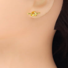 Load image into Gallery viewer, Silver Gold Knot Stud Earrings, Sku#A427