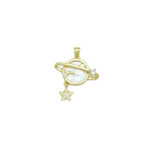 Load image into Gallery viewer, Gold Mother of Pearl Earth Star Planet Charm Pendant, Sku#LK996