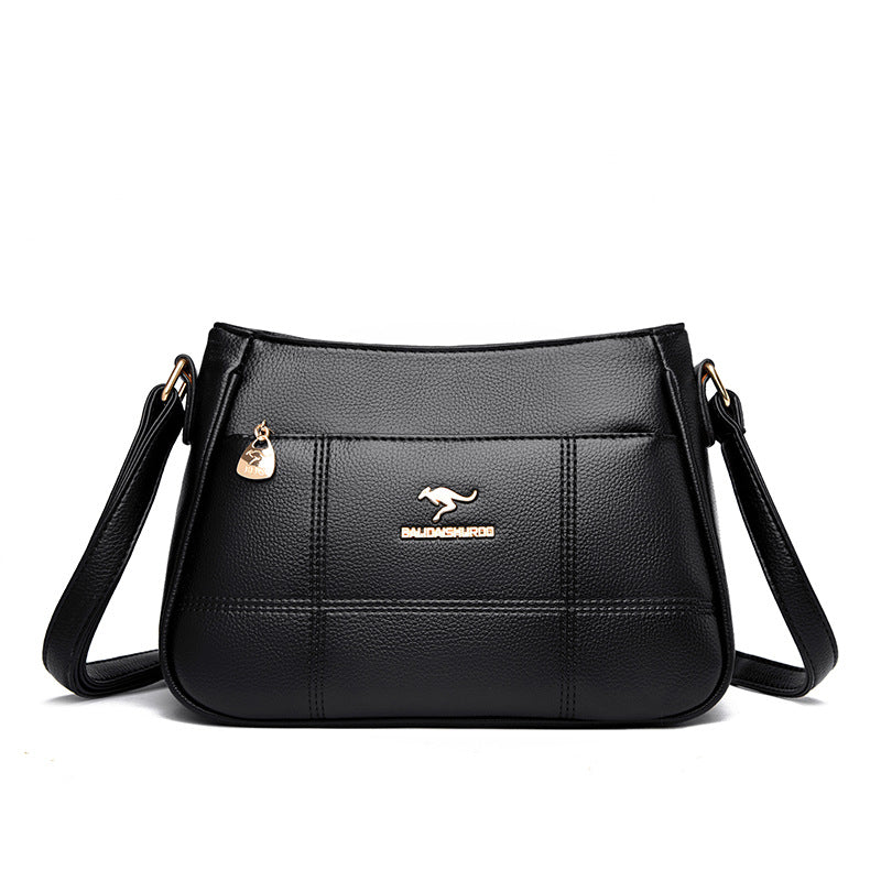 Women's PU Leather Crossbody Bag – Patchwork Shoulder Bag with Multi-Pocket Organizer