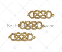Load image into Gallery viewer, CZ Micro Pave Dermatoglyphic Pattern Connector, Cubic Zirconia Filigree Connector Beads, Gold Plated Bracelet Connector, 11x34mm, Sku#LK84