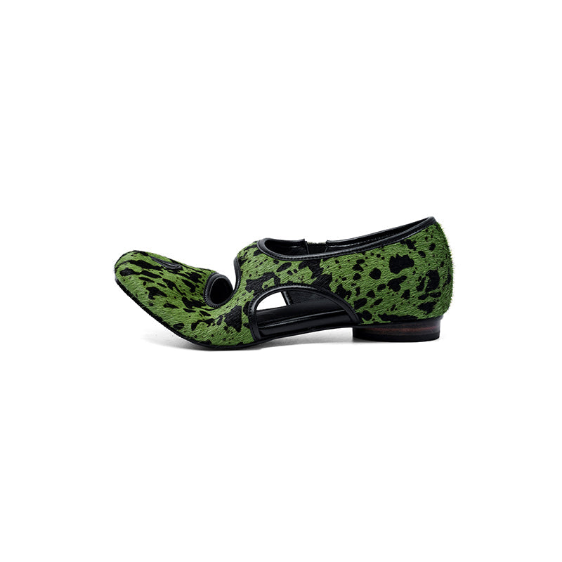 Pony Hair Split-Toe Tabi Mary Jane Flats