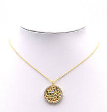 Load image into Gallery viewer, CZ Colorful Enamel Flower Medallion coin Charm, Sku#LX181