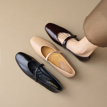 Load image into Gallery viewer, Mary Jane Flats | Cowhide Leather Buckle Shoes