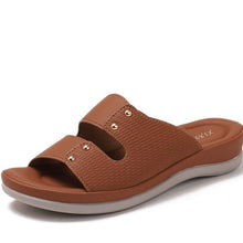 Load image into Gallery viewer, Women's Bohemian Beach Sandals – Round Toe Casual Slip-On Slides | Black, Burgundy, Brown