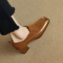 Load image into Gallery viewer, Women's Retro Square-Toe Chunky Heel Dress Shoes - Genuine Leather High Heels