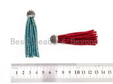 Load image into Gallery viewer, Crystal Beaded Tassel Pendants,Glass Crystal Beads,Pave CZ Rhinestone Cap, Tassel Necklace Enhancer, 3'' long, Sku#B67
