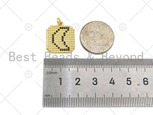 Load image into Gallery viewer, Gold Filled Black CZ Micro Pave Moon Star On Mosaic Square Shape Pendant,18K Gold Filled Charm, Necklace Bracelet Charm,17x20mm,Sku#LK337