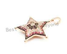 Load image into Gallery viewer, CZ Micro Pave Multi Color Star/Starfish Pendant with Diamond Bail, Cubic Zirconia Pendant,Gold/Rose Gold/Silver/Black Tone,30x40mm,SKU#F6