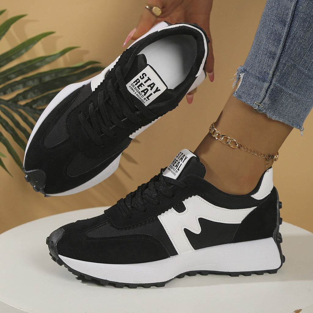 Women's Chunky Platform Sneakers - Casual Lace-Up Shoes