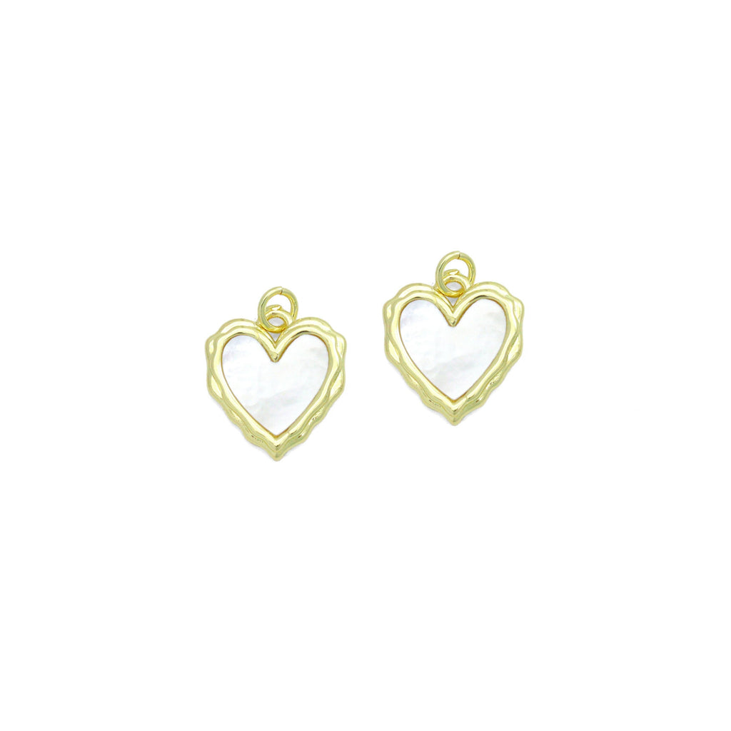 White Pearl Textured edge Heart Frame Charm Pendant,Sku#LK1217