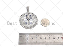 Load image into Gallery viewer, Dianty Gold/Silver Face On Round Coin Pendant/Charm,Medallion Cobalt Blue Enamel Charm, Necklace Bracelet Charm Pendant, 44x48mm, Sku#L550