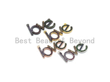 Load image into Gallery viewer, Rainbow CZ Micro Pave LOVE Letter Pendant with bail, Cubic Zirconia Love Pave Pendant Beads, Pave Pendant, 14x23mm,sku# F659
