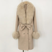 Load image into Gallery viewer, Long Double-faced Wool Coat With A Shearling Collar