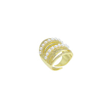 Load image into Gallery viewer, CZ White Pearl Chunky multiines Statment Ring, Sku#A185