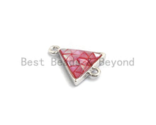 Load image into Gallery viewer, 100% Natural Hot Pink Shell Triangle Connector in Gold/Silver Finish, Fuchsia Pink Connector, Natural Shell Beads, 11x14mm,SKU#Z272