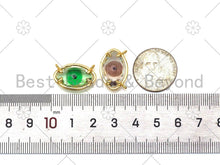 Load image into Gallery viewer, Colorful Evil Eye Shape Pendant/Charm, 18K Gold Filled Glass Quartz Charm, Necklace Bracelet Charm Pendant,13x20mm,Sku#LK393