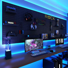 Load image into Gallery viewer, RGB Gaming Pegboard Wall Organizer with Metal Panels and Hooks, 12x24 Setup