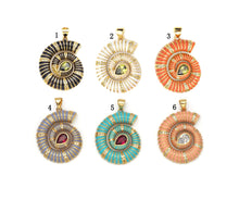Load image into Gallery viewer, CZ Micro Pave Colorful Enamel Sea Snail Shape Charm, 18K Gold Enamel Pendant, Necklace Bracelet Charm Pendant,26x30mm,Sku#LK317