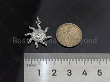 Load image into Gallery viewer, CZ Micro Pave Sunflower Shape Pendant,Cubic Zirconia Swirl Flower Charm, Gold/Silver Tone,19x21mm,sku#L351