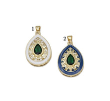 Load image into Gallery viewer, Large Gold CZ Enamel Teardrop Shape Focal Pendant, Sku#LK727