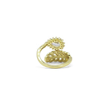 Load image into Gallery viewer, Gold Teardrop CZ Leaf Adjustable Ring, Sku#LD437