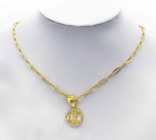 Load image into Gallery viewer, Paperclip Chain Necklace with Stone Sun Moon Charm, Sku#CL28