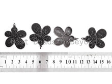 Load image into Gallery viewer, Black CZ Pave On Black Micro Pave Flower Charm Beads, Cubic Zirconia Pendant,32mm, sku#F393