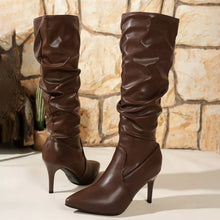 Load image into Gallery viewer, Women's Pointed-Toe Stiletto Heel Knee-High Boots – PU Leather Stiletto