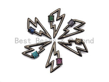 Load image into Gallery viewer, Colored Connector CZ Micro pave Lightning Bolt Clasp, Green/Fuchsia/Cobalt/Purple/Turquoise CZ Pave Clasp,15x28mm, sku#H153