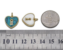 Load image into Gallery viewer, Gold Turquoise MOP Hollow Out Heart Charm, Sku#L703