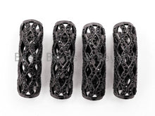 Load image into Gallery viewer, Black CZ Pave On Black Micro Pave Hollow Out Curved Tube, Cubic Zirconia Spacer Tube for Bracelet, 9x29mm, sku#G313