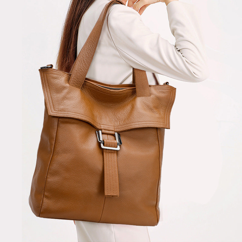 Genuine Leather Crossbody Bag for Women – Retro Single-Shoulder Bag | Black & Tan