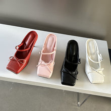 Load image into Gallery viewer, Women's Square Toe Stiletto Mule Heels - Elegant Satin Slip-On Sandals