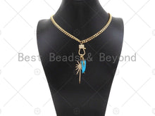 Load image into Gallery viewer, Black White Red Blue Horn Shape Pendant with Gold Finish, Co